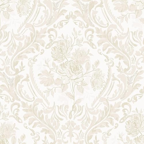 Ismoon Floral Peel and Stick Wallpaper Vintage Beige Contact Paper