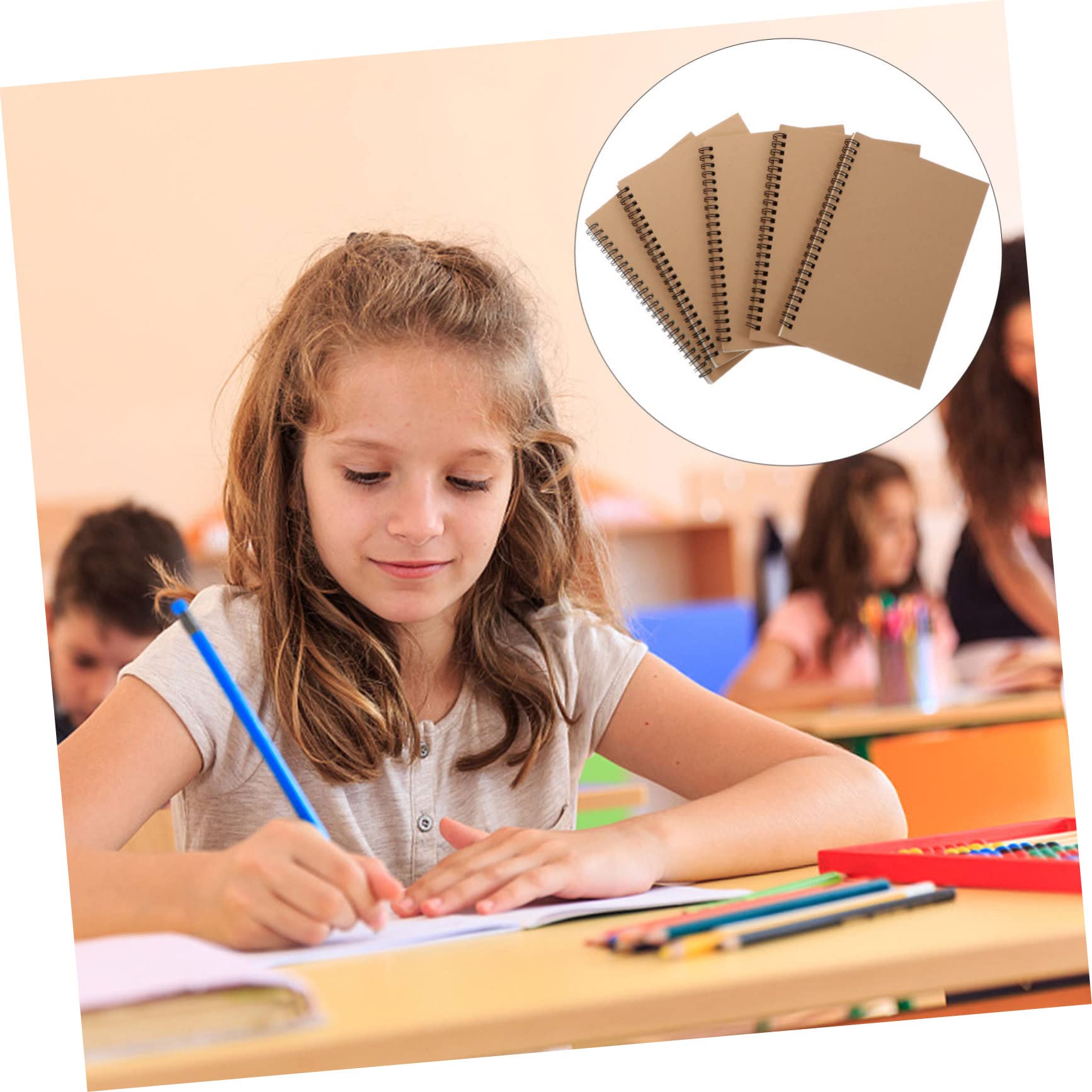 TEHAUX Quaderno Spirale in Carta Kraft Marrone 5 Pezzi Set Leggero e Facile da Trasportare Design Retrò Semplice per Pianificazione Settimanale e Scrittura Creativa