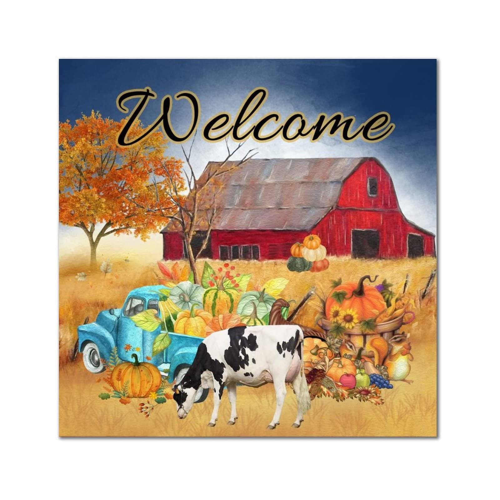 Panneau bois welcome farm vache grange idéal cadeau pendaison de crémaillère
