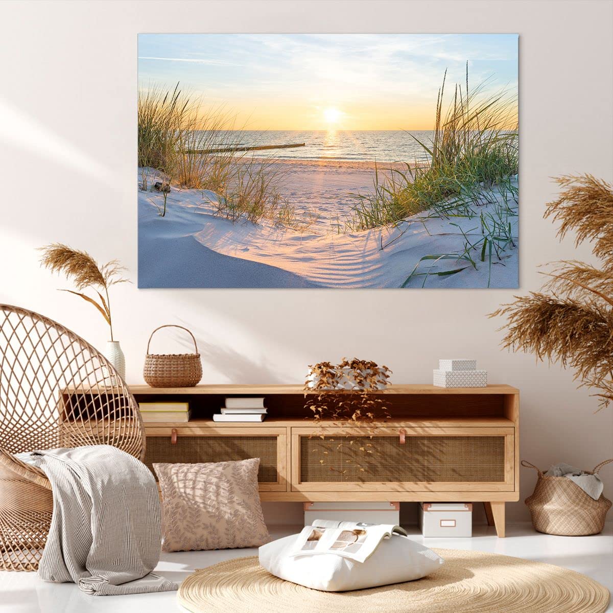 Wandbild Düne Strand Meer Leinwandbild 120x80cm XXL Wanddeko Canvas Art