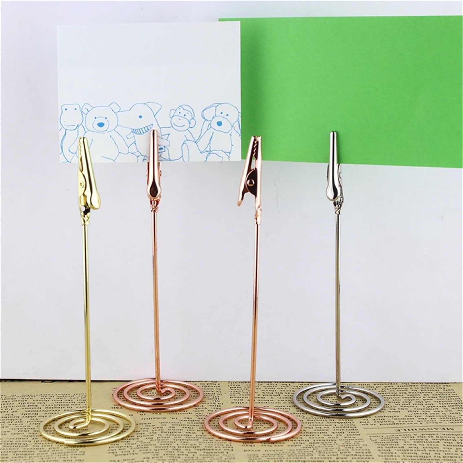 50 stücke Platzkartenhalter Memo Clip Stand Tischnummer Foto TischkartenhalTer(Gold)