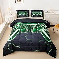 Vista 1 de Feelyou Juego de edredón gamer para niños y adolescentes, edredón tamaño individual con controlador de videojuegos, ropa de cama de 2 piezas