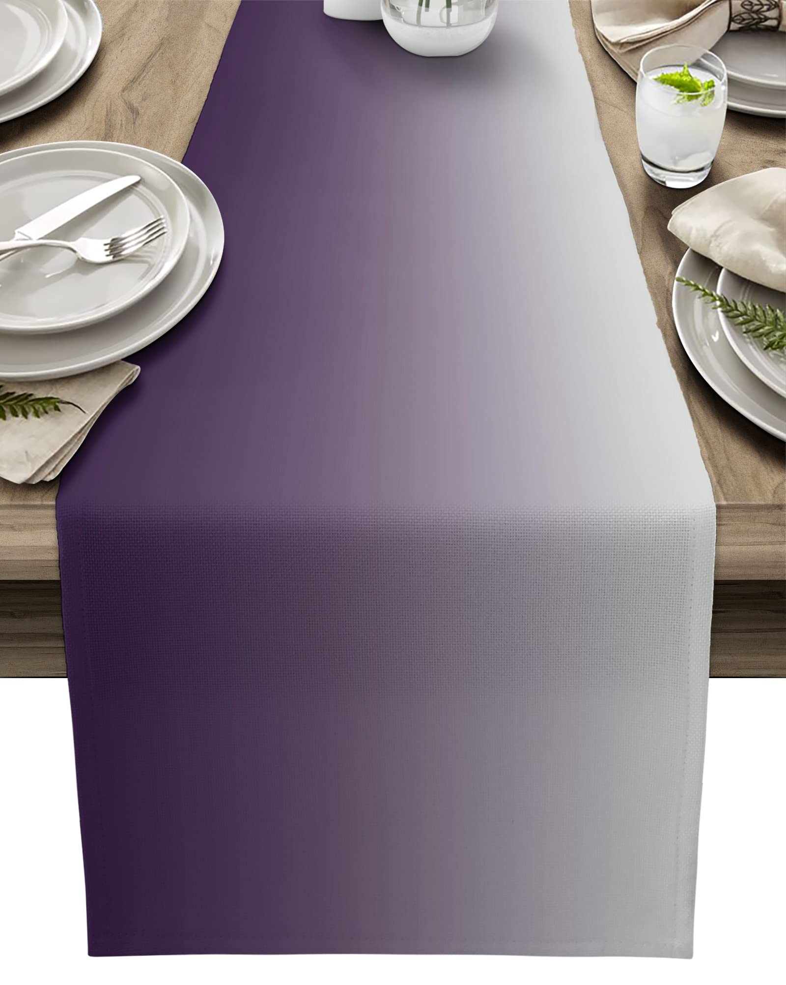 Artwork Store Camino de mesa de lino y algodón morado, camino de mesa para mesa de comedor, decoración de cocina de granja, decoración de cena de día festivo, 33 x 222 cm