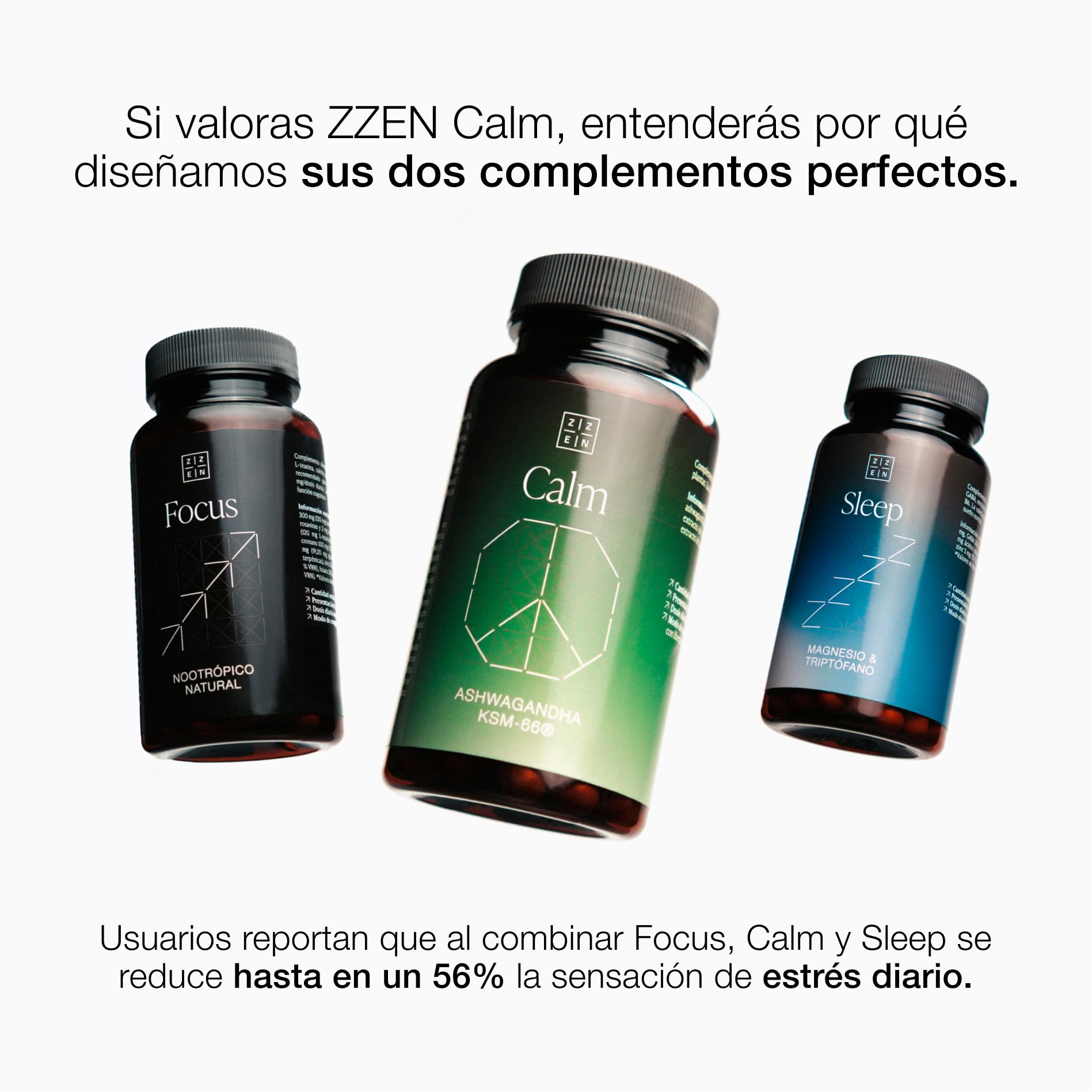 ZZEN Calm - Ashwagandha KSM-66 de 600 mg con Azafrán y Melissa, Extracto de la Raíz de Withania Somnifera, 60 Cápsulas Veganas y Naturales, Suplemento Adaptógeno