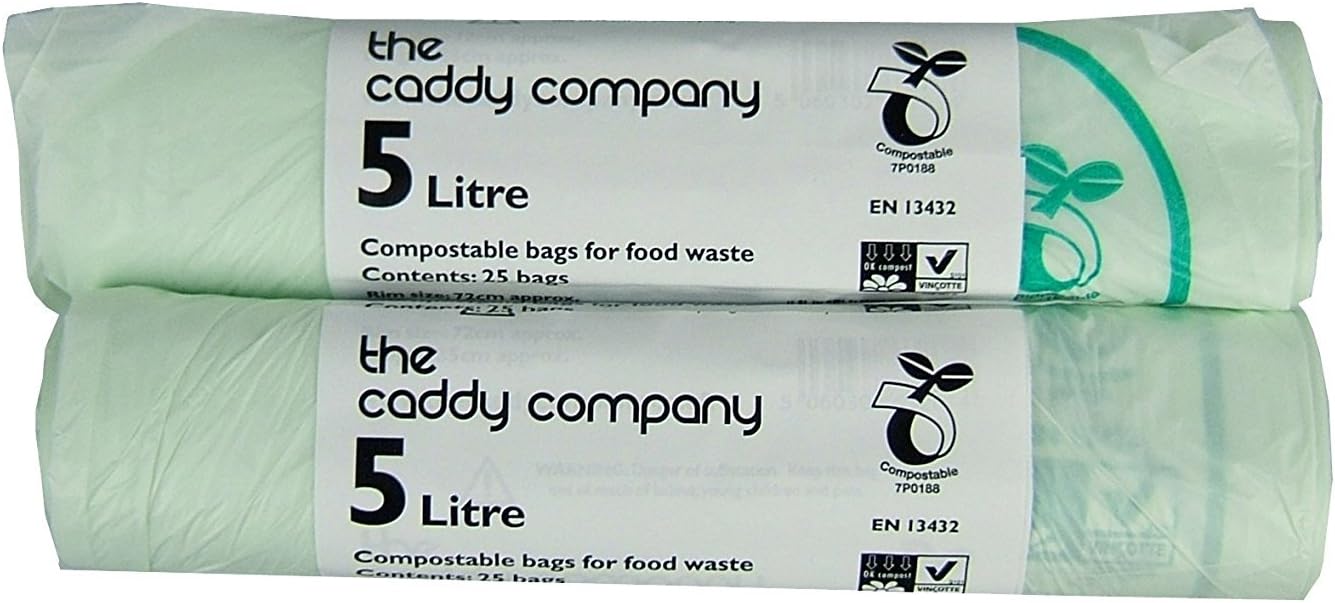 5 Litre (5L) Compostable Caddy Bin Liners, 50 Bags by The Caddy Company