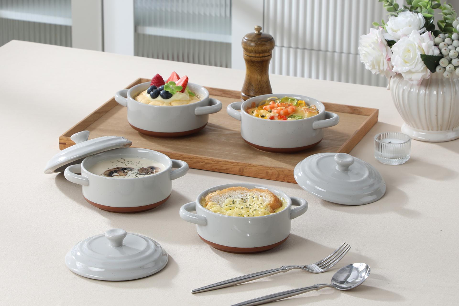 Amazon.com: MALACASA Mini Cocotte Set - 12 OZ Ramekins with Lids