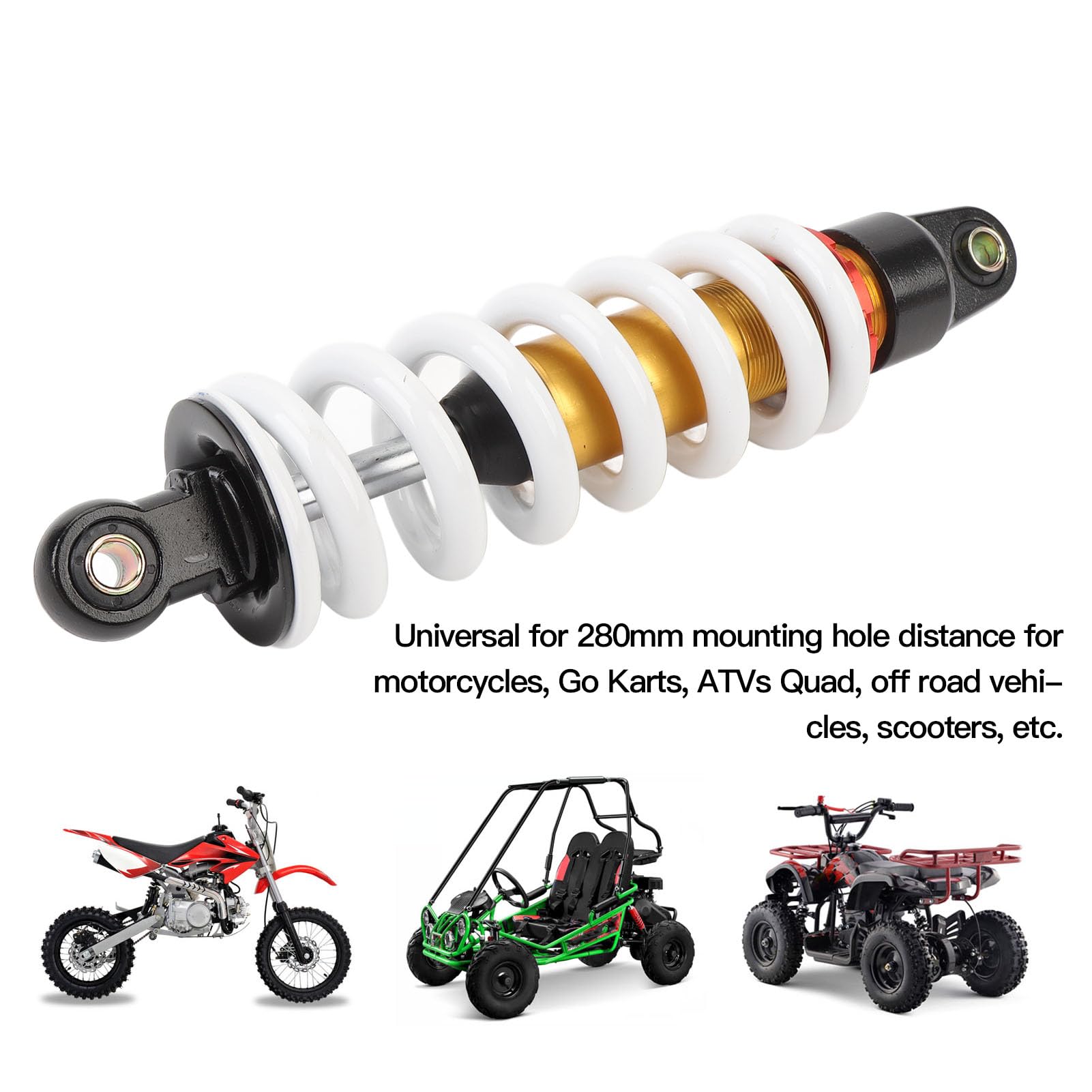 Amortiguador de Motocicleta, Suspensión de Amortiguador de 280mm Ajustable para 50c c-150c c Pit Bike ATV Go Kart Scooters
