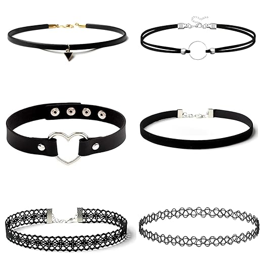 Gothic Choker Necklace for Women 6pcs Black Lace Chokers Set Punk Goth Jewelry Clothes Accessories