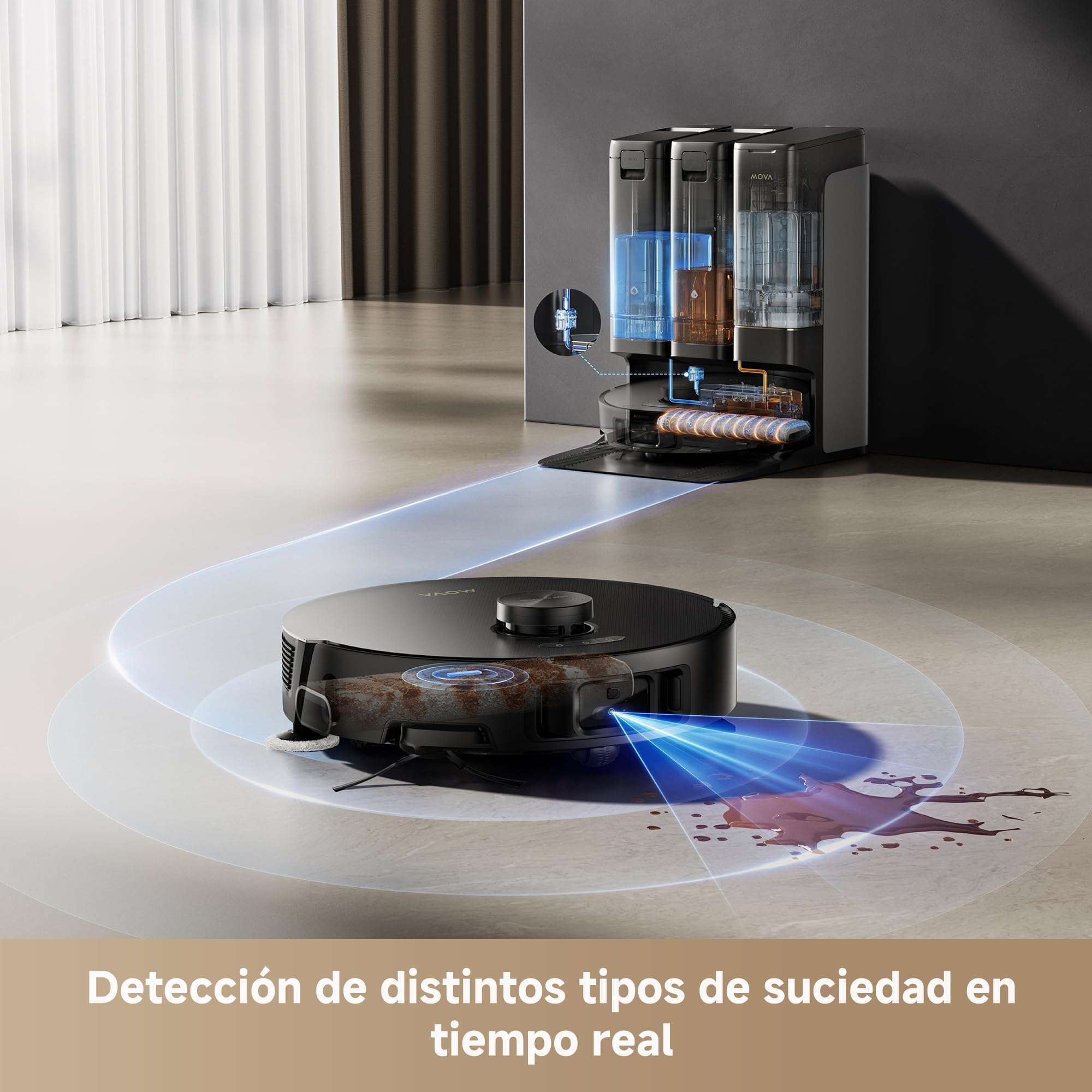 MOVA Z50 Ultra, Robot Aspirador, Negro | Potente mopa a tracción con autolimpieza a 36 °C, 19.000 Pa de succión, detecta la suciedad en tiempo real