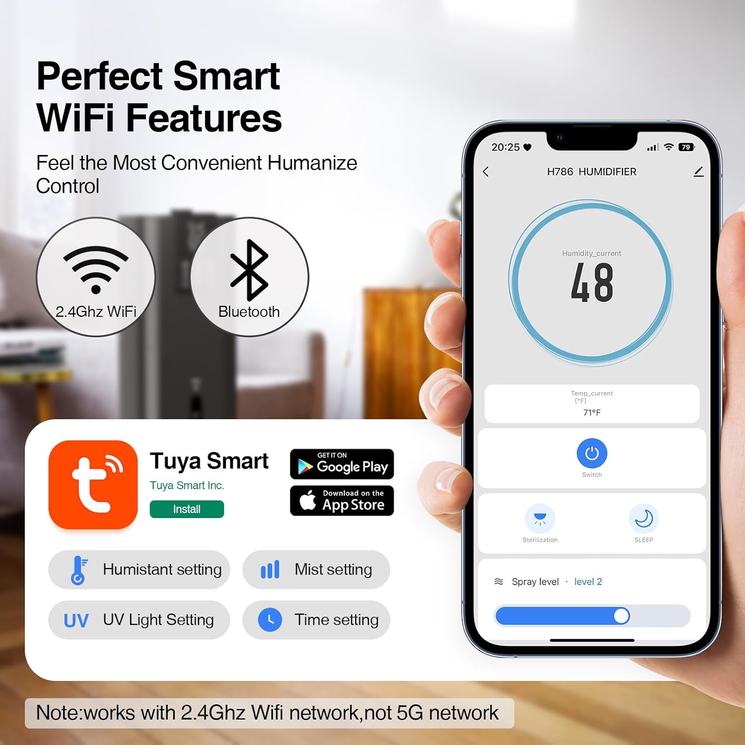 8L 2.1Gal Quiet Cool Mist Humidifiers+8L 2.1Gal Smart App Humidifiers for Large Room Bedroom Home with 7 Colors Light(White,Black)