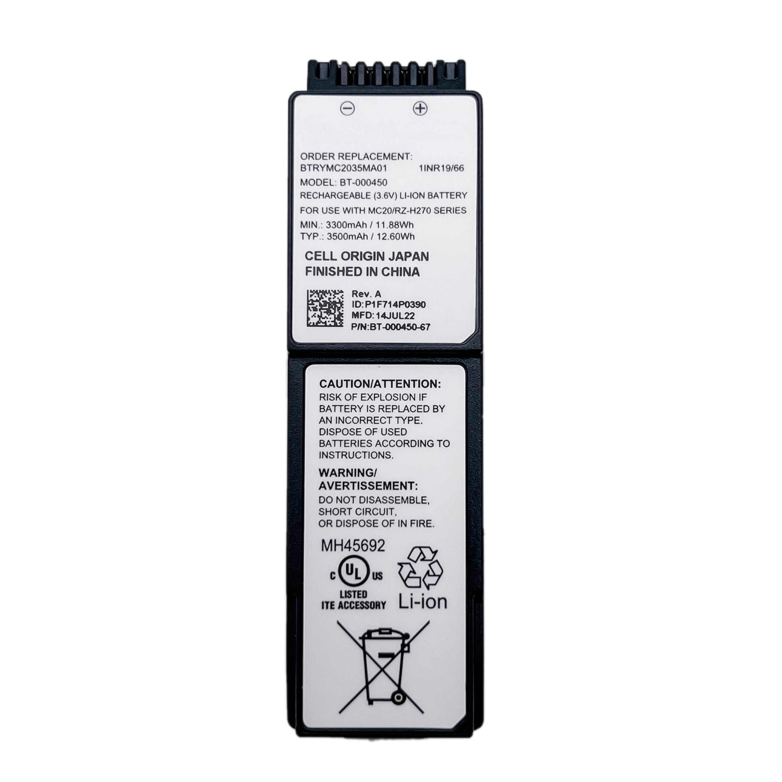 VanzQRed 3500mAh MC20 Replacement Battery for Zebra MC20,RZ-H270 Barcode Scanner. Part NO:BT-000450,BTRYMC2035MA01,BT-000450-67,BT-000450-17