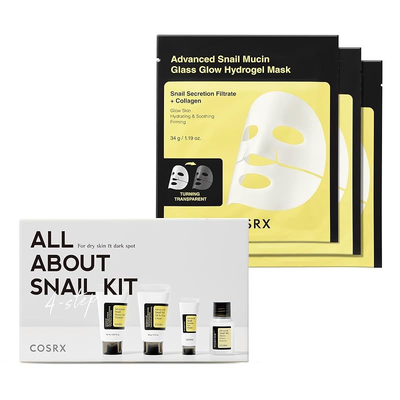 Kit de cuidados faciais COSRX All About Snail com máscara de hidrogel, conjunto de viagem com 3 máscaras