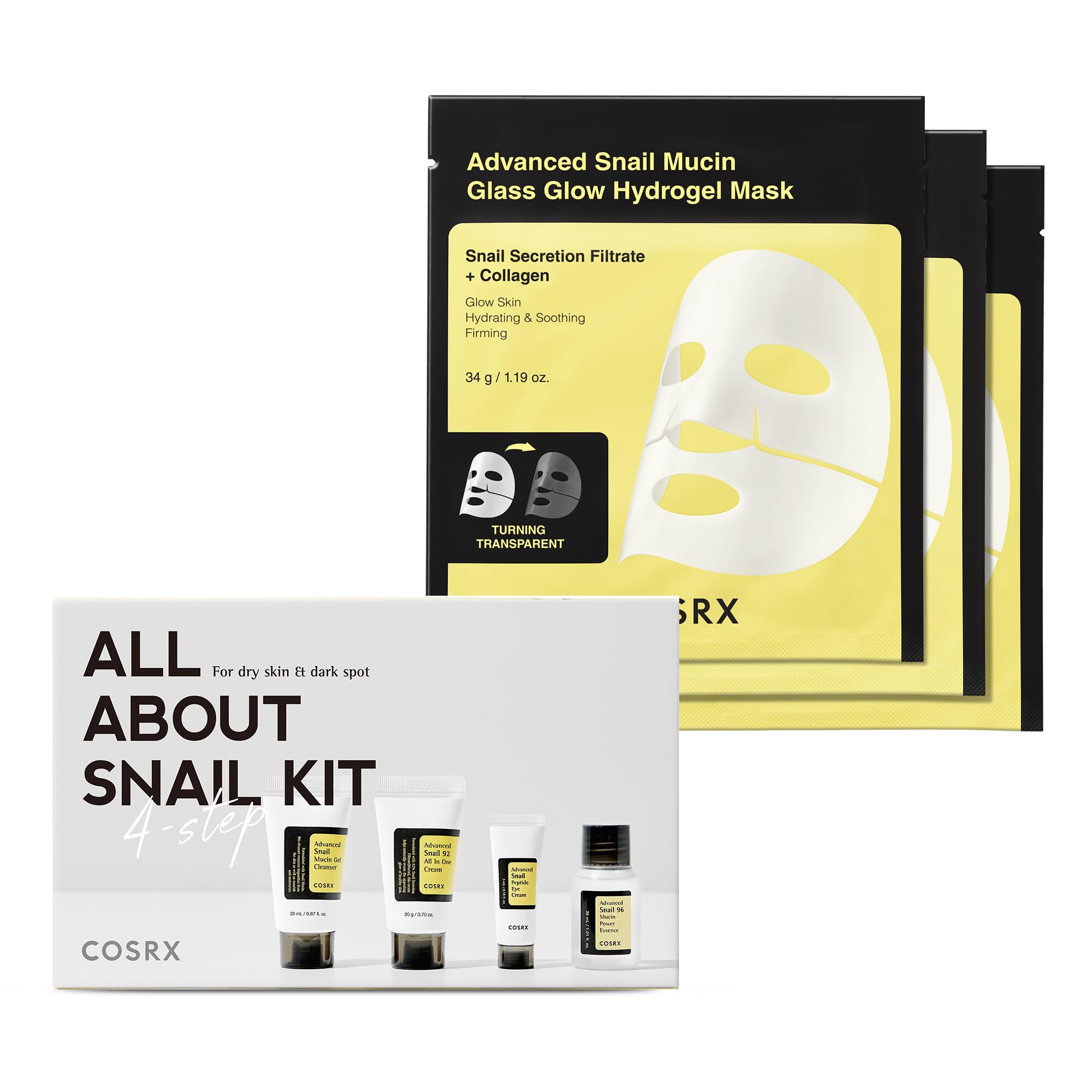 Amazon.com : COSRX All About Snail Set + Hydrogel Mask 3EA- Snail