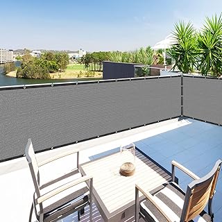 Houssity Grey 4' x 6' Balcony Deck Fence Privacy Screen Cover Panel Shade Cloth Fabric for Chain Link Fence Patio Pool Railing Driveway Walkway Porch Playground Dog Kennel Residence Commercial Use