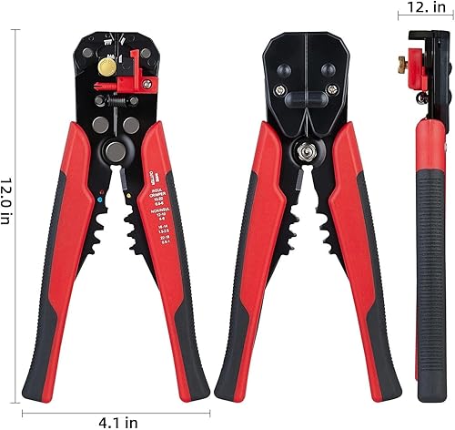 Miniatura 2 de Cortador de alambre autoajustable 5 en 1, herramienta multifuncional para prensado de cables, engarzado, corte, 10-24 AWG, 0.2-6.0 mm², (rojo)