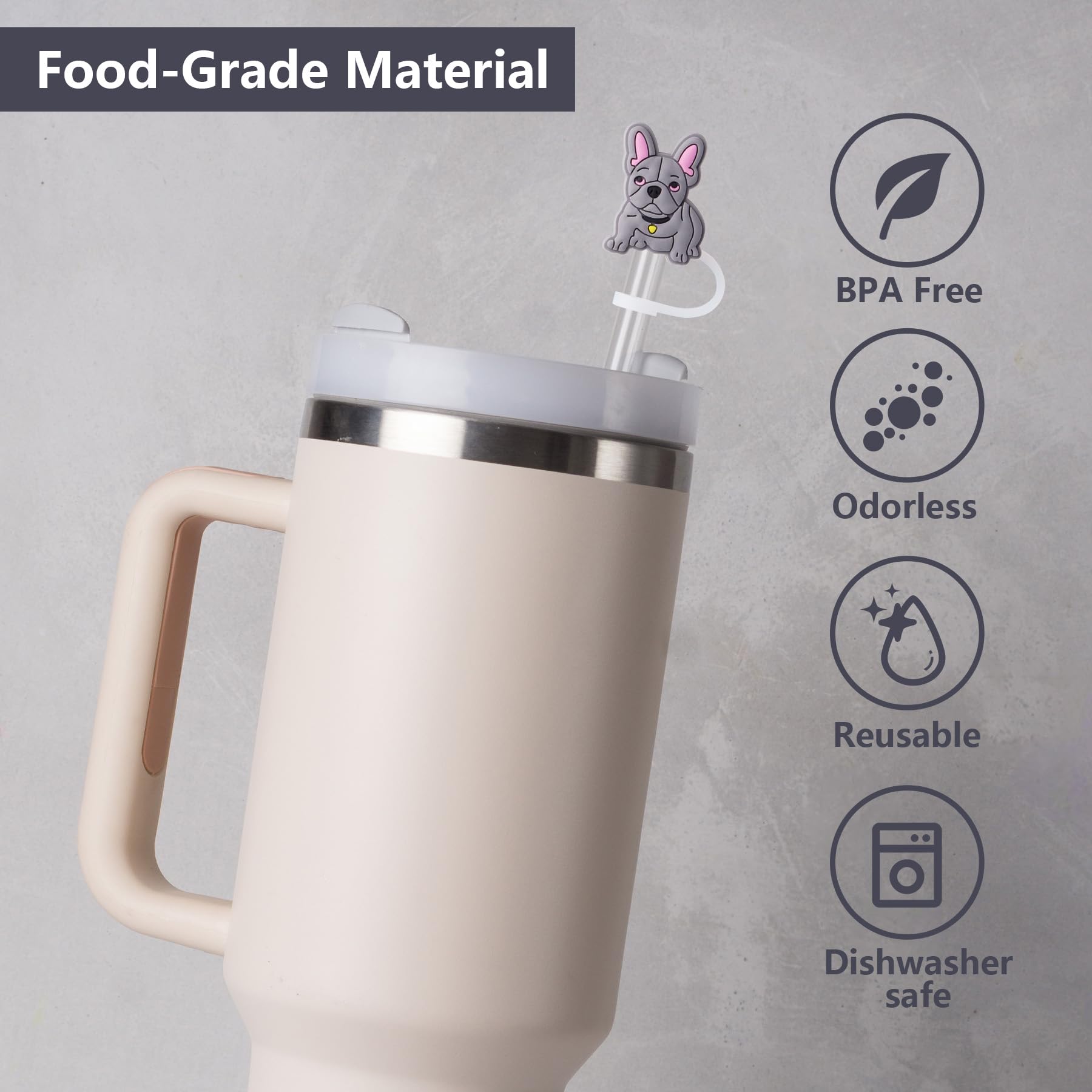 Silikon-Trinkhalm-Aufsätze Für Stanley-Becher - Mit Griff, 1,2 L, 7-teilig, Staubdicht & Wiederverwendbar