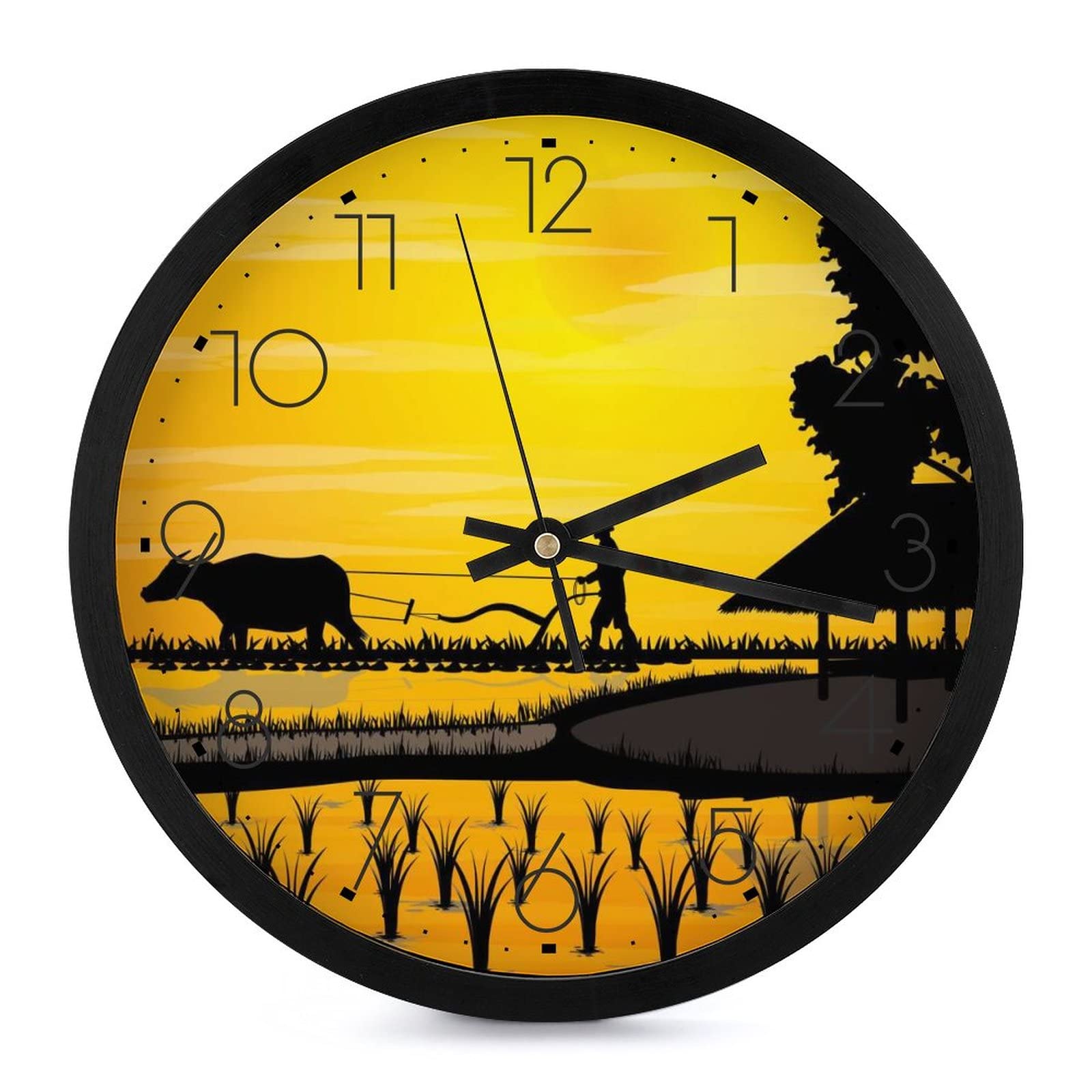 Horloge murale ronde à grands chiffres style campagne pour salon 25.4cm
