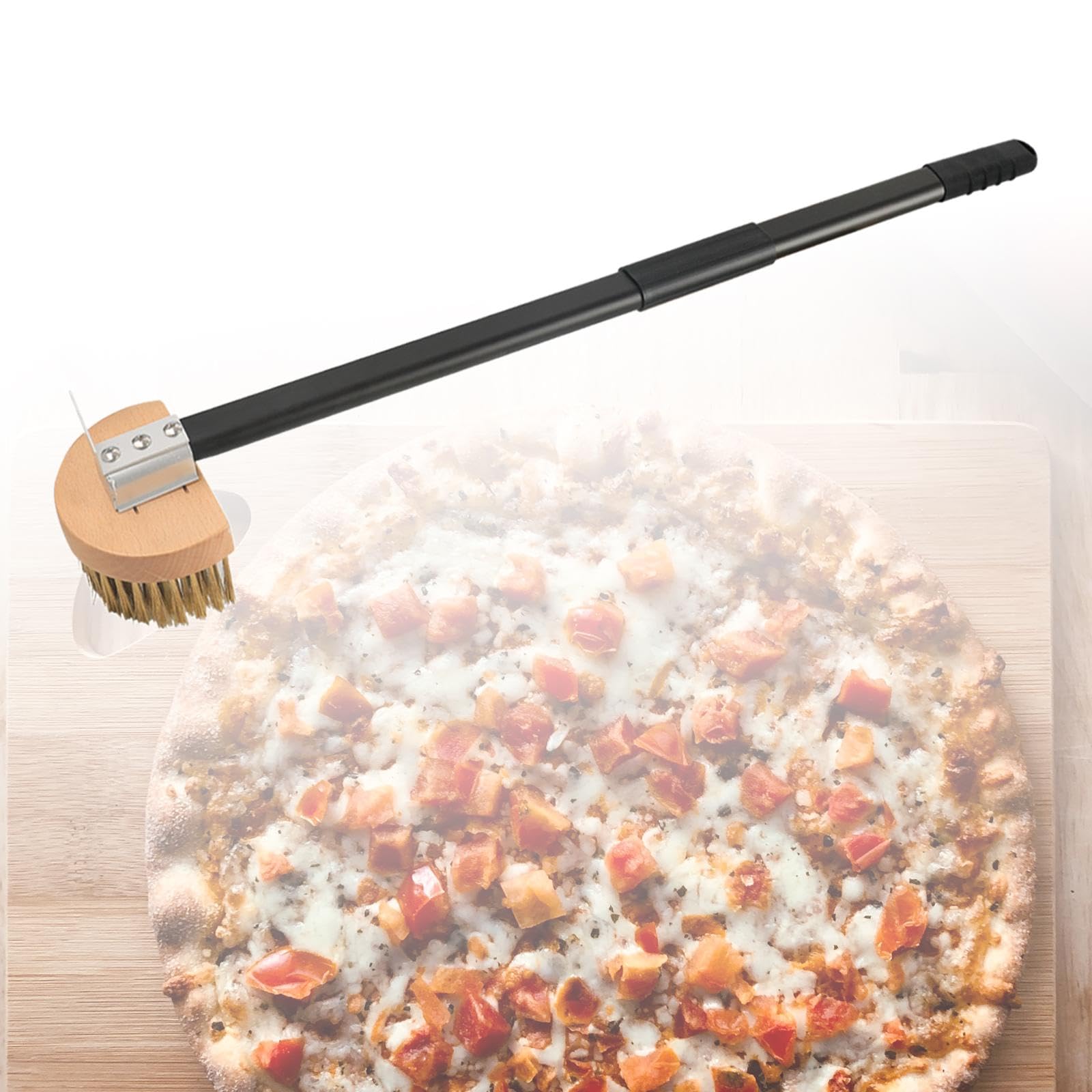 Cepillo for Horno de Pizza Cepillo de Cobre Práctico Mango Largo Restaurantes Barbacoa Desmontable 1 Pieza con raspadores Herramienta for Horno Cepillo for Piedra for Pizza, Estilo B/913