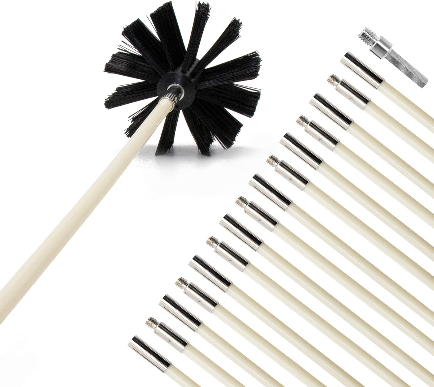 Dryer Vent Cleaner Kit, Lint Remover, Flexible Reusable Strong Nylon Rods Extends Up to 20 Feet, Lint Brush Head, Cleaning Duct Pipes, Use with or Without Power Drill