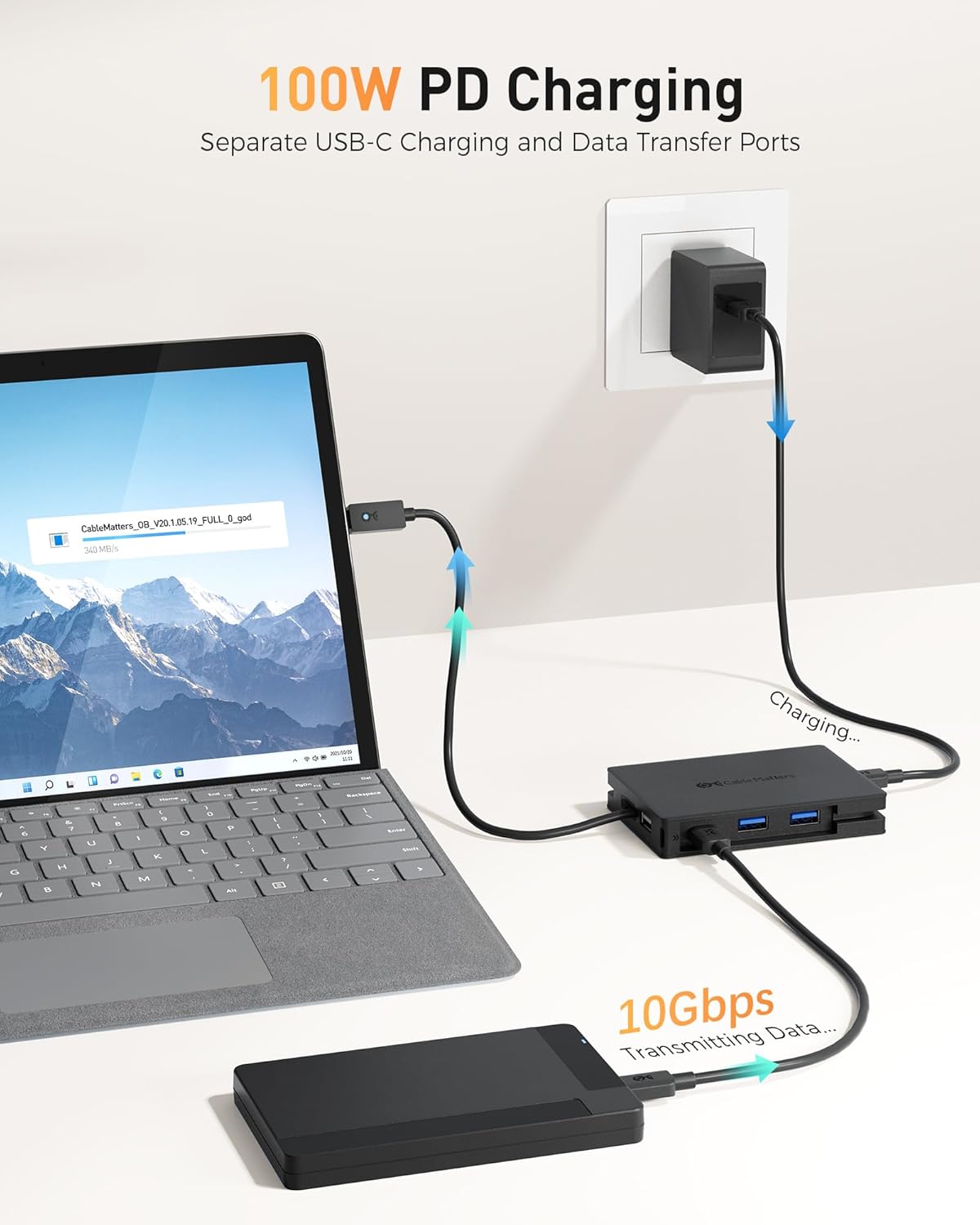 Cable Matters 8-in-1 Portable 40Gbps Dual HDMI USB4 Hub, USB 4 Dock with 2X 4K@60Hz or 1x 4K@120Hz / 8K@30Hz, 100W PD, Gigabit Ethernet, Compatible with Thunderbolt 4 (*macOS's Display Limitation)