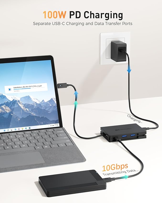 Hub USB 4 Cable Matters 8 en 1 Portátil 40Gbps Dual HDMI 100W PD miniatura 6