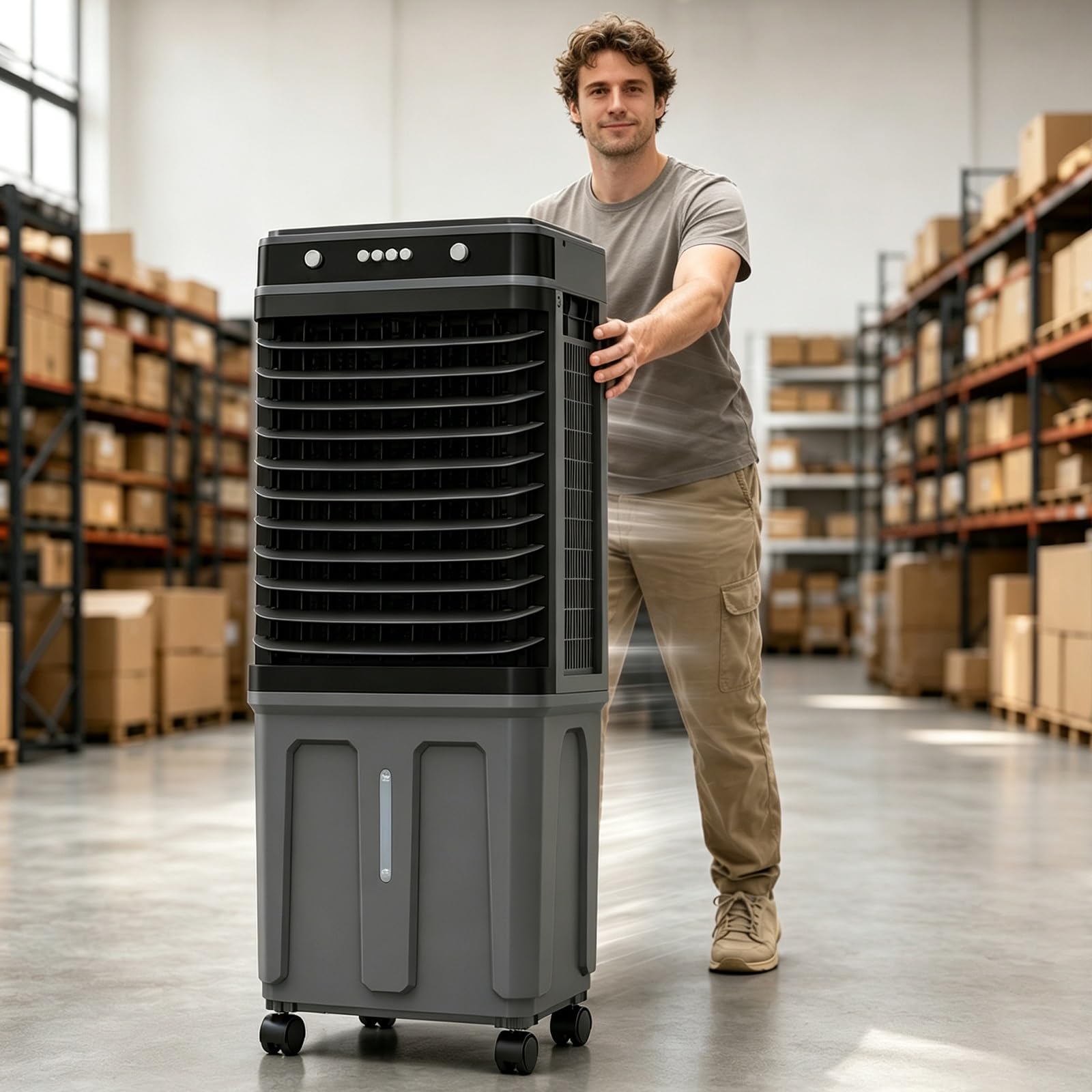 Yqyc Industrial Portable Air Cooler, Mechanical Evaporative Cooler with Wide Oscillation for Home Warehouse Restaurant