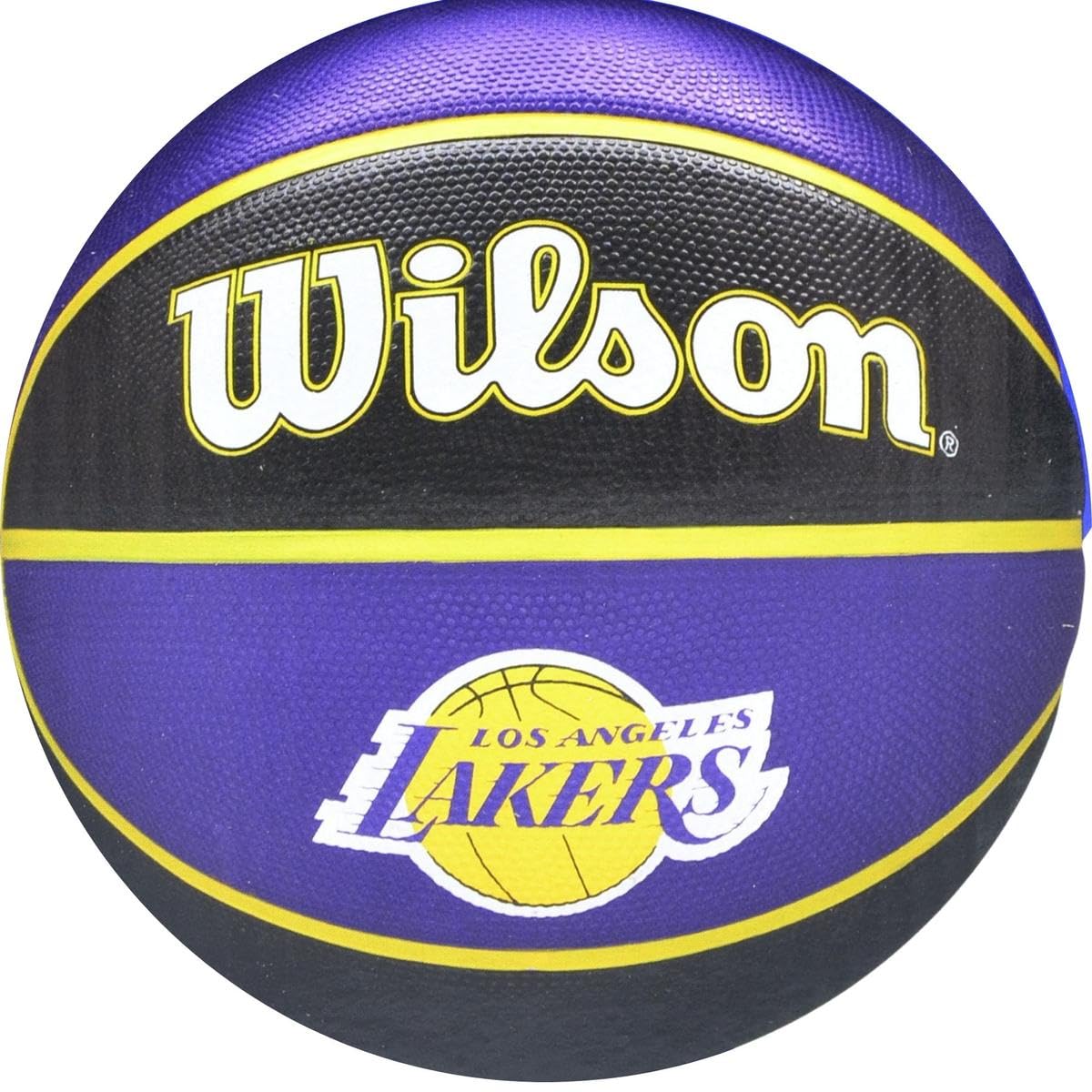 ENERO NBA Team LA Lakers Basketball Größe 7, Indoor/Outdoor Gummiball mit strukturierter Oberfläche, Butylblase, inkl. Pumpe & Box, Lila/Schwarz, Unisex