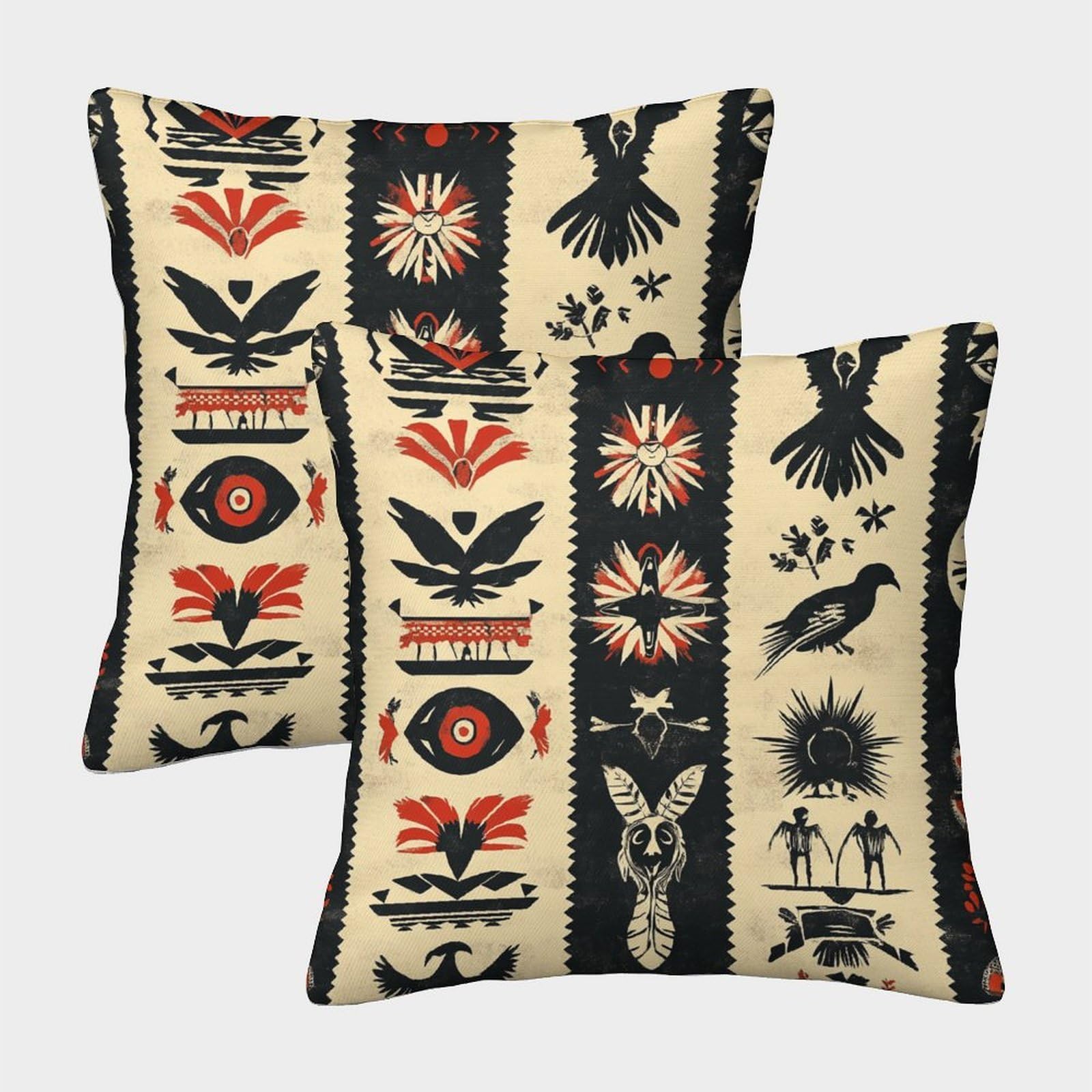 kaiyun 2 Pack Throw Pillowcase 50x50cmNative American Indian Symbols Pattern Cushion Cover Seamless Pattern Home Decoration