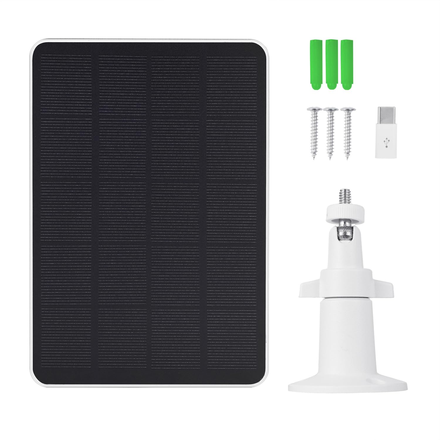 Panneau solaire pour caméra Ring, module solaire 4W pour caméra de surveillance extérieure avec batterie, chargeur solaire type C avec support réglable à 360° et câble de charge de 3 m, panneau