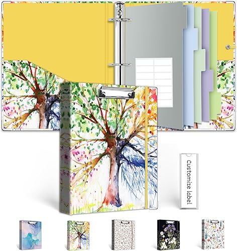 Miniatura 26 de Carpeta transparente de 3 anillos de 2 pulgadas para hojas de 8.5 x 11 pulgadas, portapapeles, 5 divisores con pestañas y bolsillos, 18 marcadores