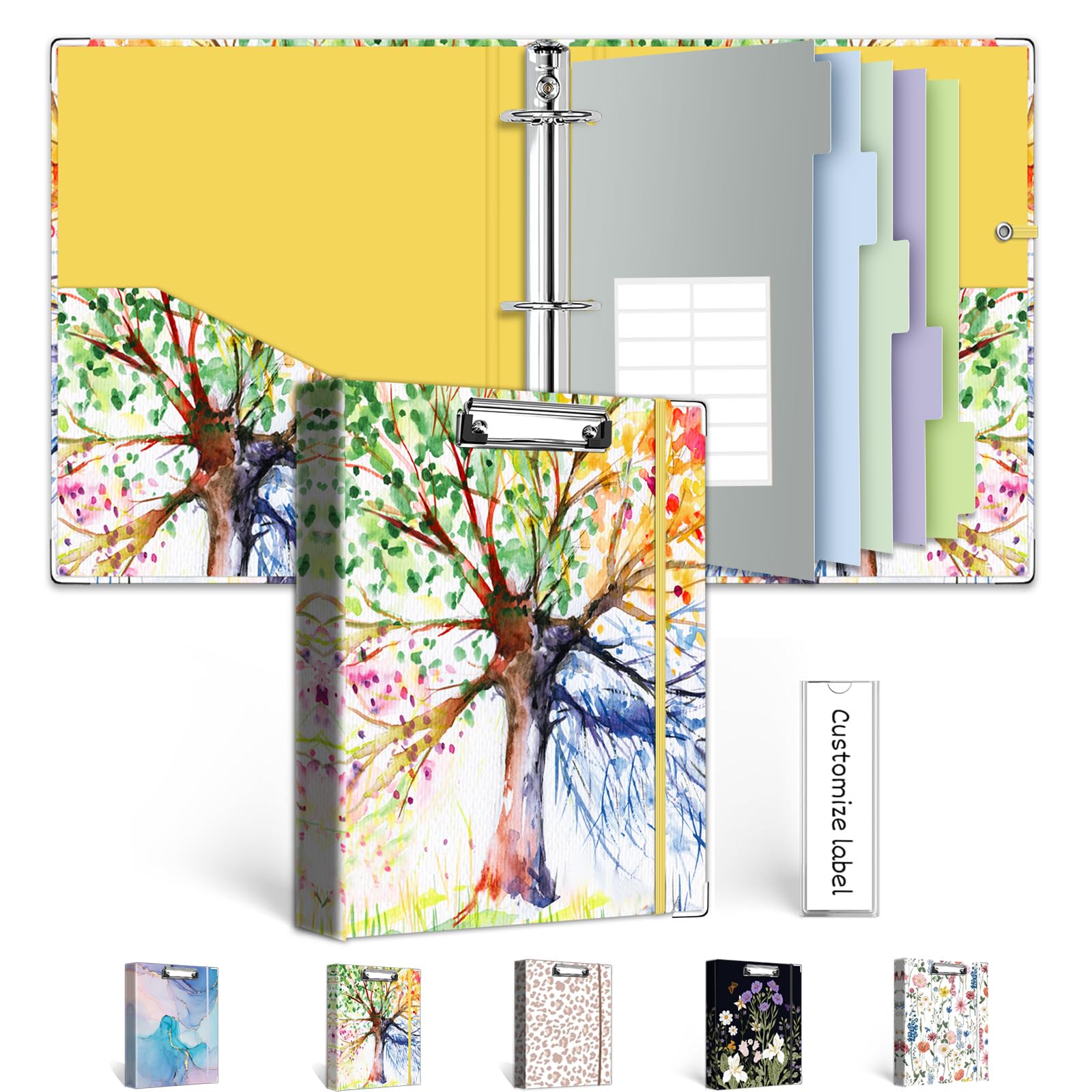 Mini 3 Ring Binder 1 Inch for 5.5"x8.5" Paper, Small Three Ring Binders with Clipboard,5-Tab Dividers,Interior Pocket, Spine ID Label Holder, BVSSX A5