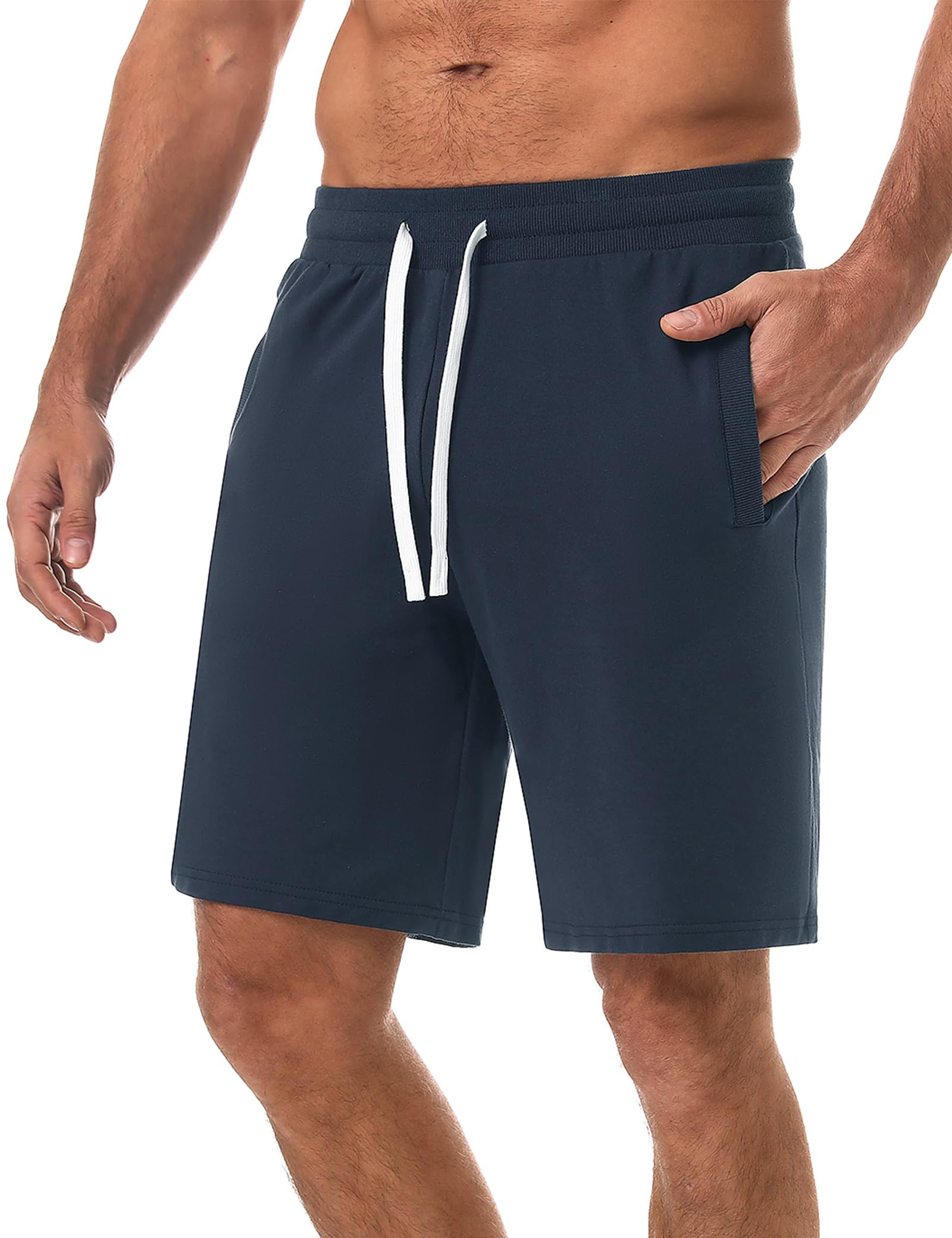 iClosam Pantalones Cortos Casuales Hombre 100% Algodón Holgados Shorts Deportivos Hombre Running con Cordón para Running, Fitness, Caminar