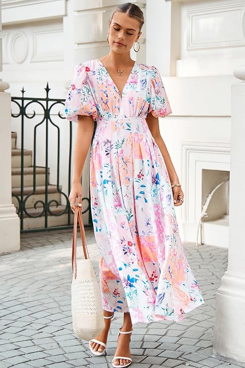 Maxigerui Women's Summer Floral Maxi Dress Spring Wedding Guest Dress 2026