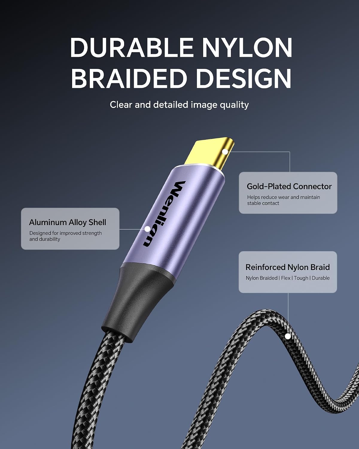 5ft USB C to C Display Cable 4K@60Hz, 20Gbps Data Transfer, 240W PD Fast Charging, USB 3.2 Gen 2x2, Gold-Plated Connector, Braided Monitor Cable for MacBook Air/Pro, iPhone 15/16/17, SSD, Laptop