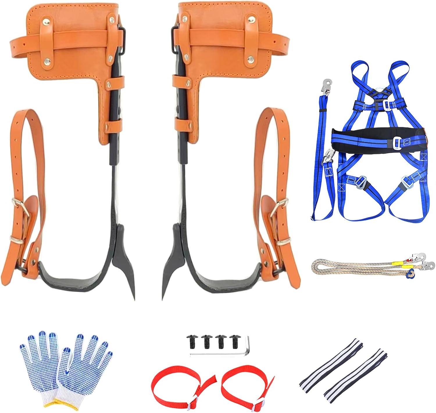 Tree Climbing Spikes,Tree Climbing Gear Set,Adjustable Tree Climbing Gear,Tree Spurs for Climbing Trees,Tree Work,LoggingPicking Fruit【Yellow Set C】