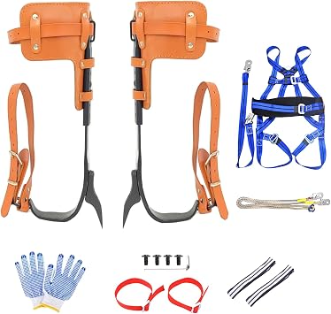 Tree Climbing Spikes,Tree Climbing Gear Set,Adjustable Tree Climbing Gear,Tree Spurs for Climbing Trees,Tree Work,LoggingPicking FruitYellow Set C