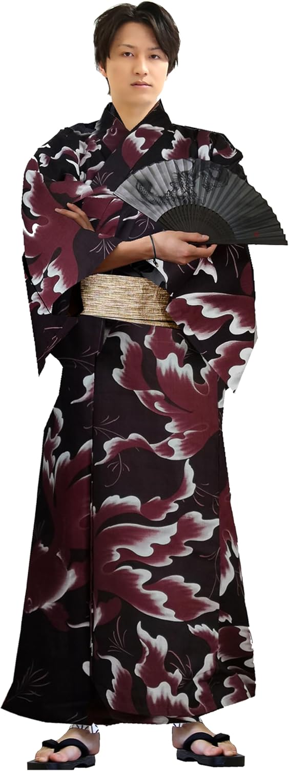 [Aletta domani] 浴衣 メンズ 男性 浴衣セット 浴衣、帯 の3点セット レトロ 祭り お土産 イベント 花火大会 先染め しじら 15カラー