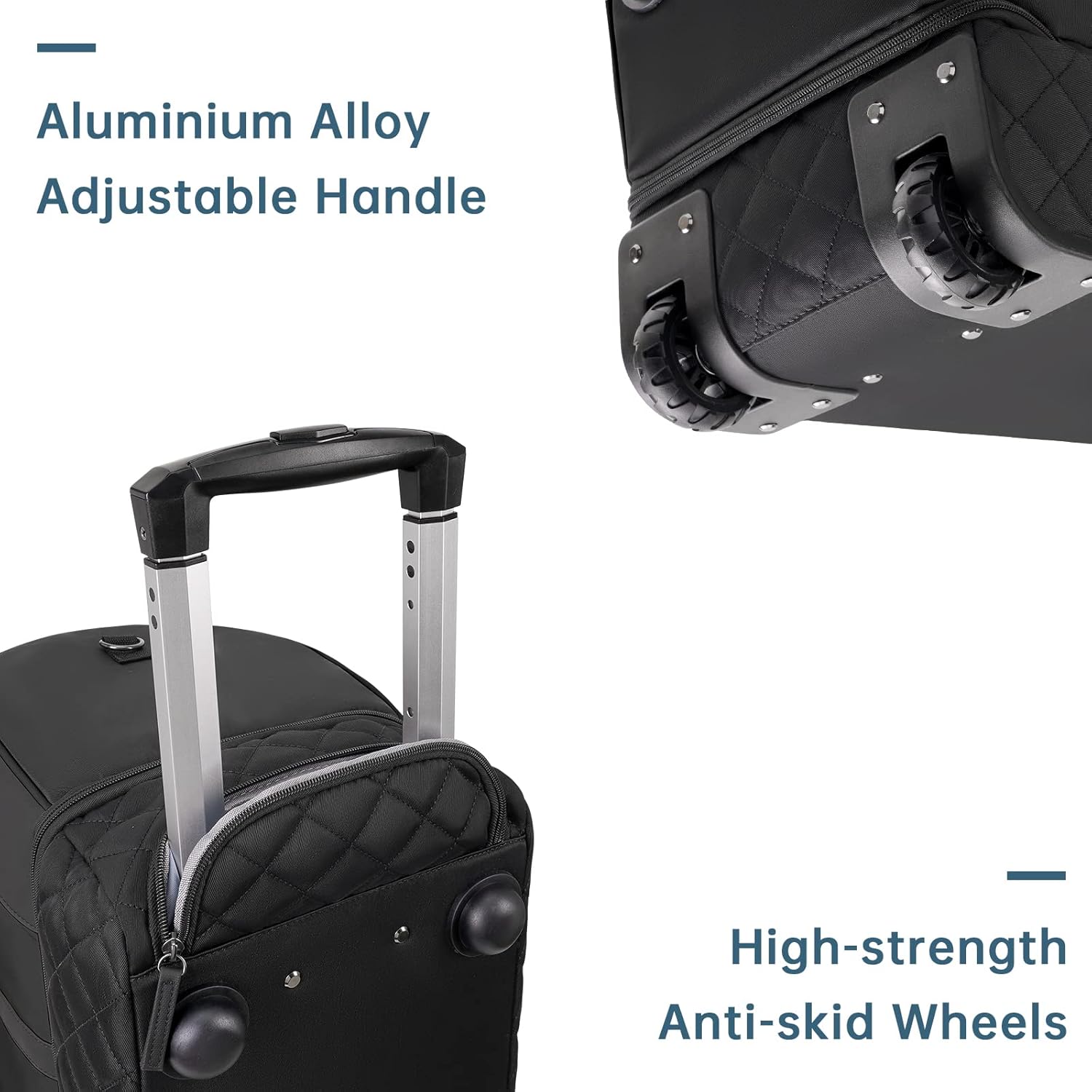 ETRONIK Rolling Duffle Bag with Wheels, 21 Inch Flight Approved Duffle Bag for Travel with Toiletry Bag, Carry on Luggage Weekender Bags for Women with Shoe Compartment, Black - Image 7