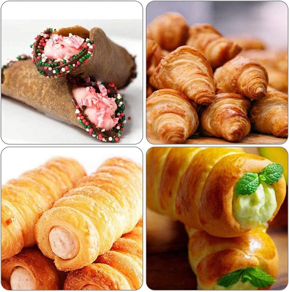 12 Pcs Cream Horn Mould Screw Croissant Mold Non-Stick Cream Horn Cones Party