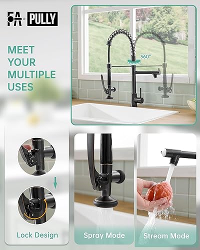 Miniatura 4 de Fapully - Grifo de fregadero de cocina comercial extraíble con espray de bronce aceitado