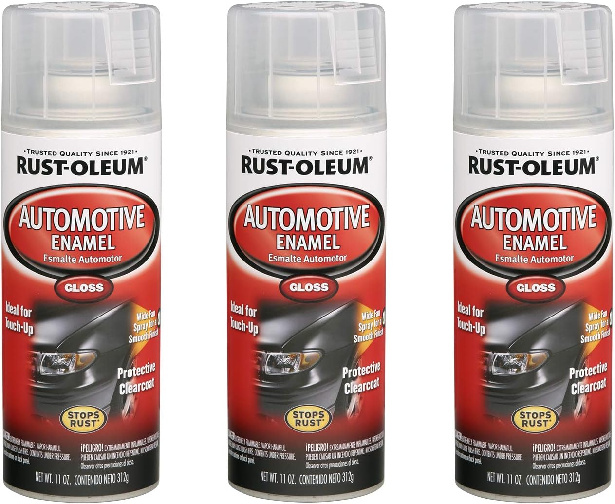 257884-3PK Automotive Enamel Spray Paint, 11 oz, Gloss Clear, 3 Pack