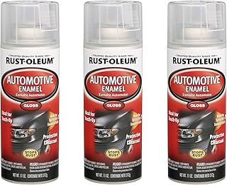 Rust-Oleum 257884-3PK Automotive Enamel Spray Paint, 11 oz, Gloss Clear, 3 Pack