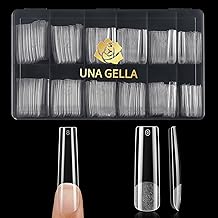 UNA GELLA Extra Long Tapered Sqaure Nail Tips, Pre-buffed 240Pcs Square Gel Nail Tips No C Curve XXL Long Square Press on Nails Full Cover Straight for Nails Extension Home DIY Salon 12 Sizes
