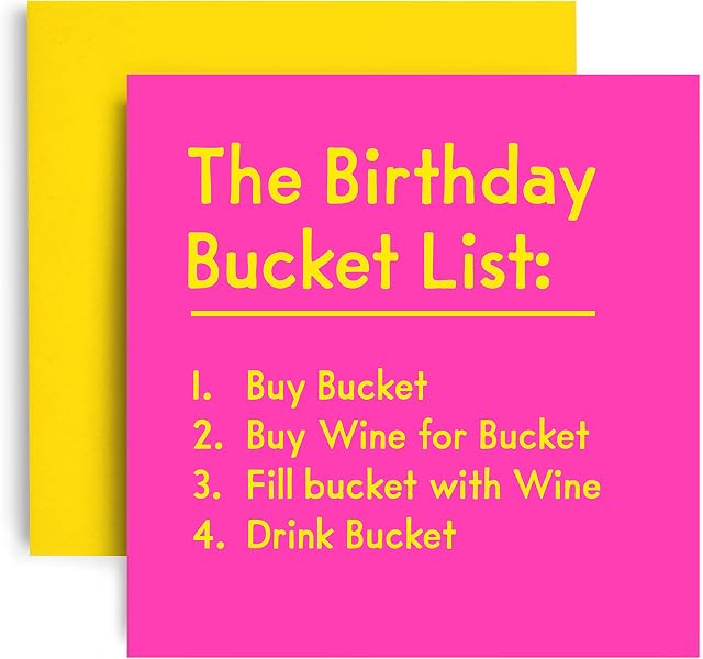 Huxters Funny Birthday Card for Her  Bucket List - Happy Birthday Card for her  gifts from women - Friend Birthday Card  Gift card  Friendship gifts women  Card for Mum 14.8cm (Bucket List)