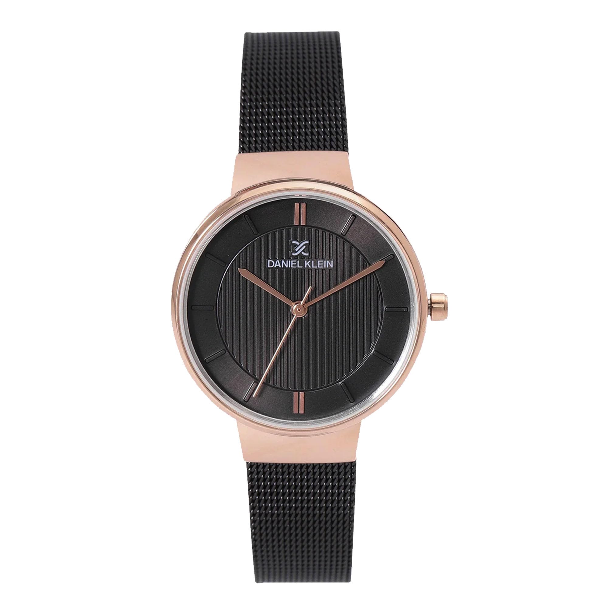 daniel klein Analog Black Round Dial Rose Gold Case Black Mesh Strap Water-Resistant Wrist Watch for Women Girls, Ladies DK11810-5-picture-23