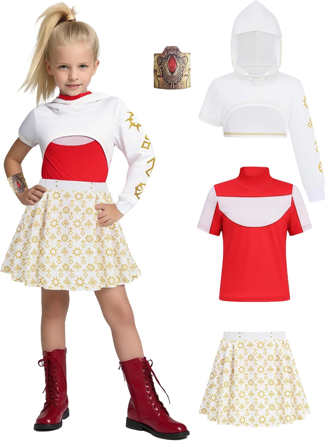IBQ Kids Costume Set for 4-16 Years Cheerleader Costume Girls Halloween Dress Up