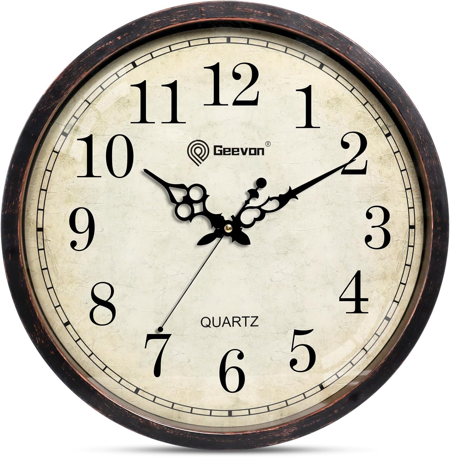 geevon vintage wall clock, silent 16" non ticking retro round clock quartz decorative battery operated wall clock for kitchen,office,classroom,bedroom,living room decor