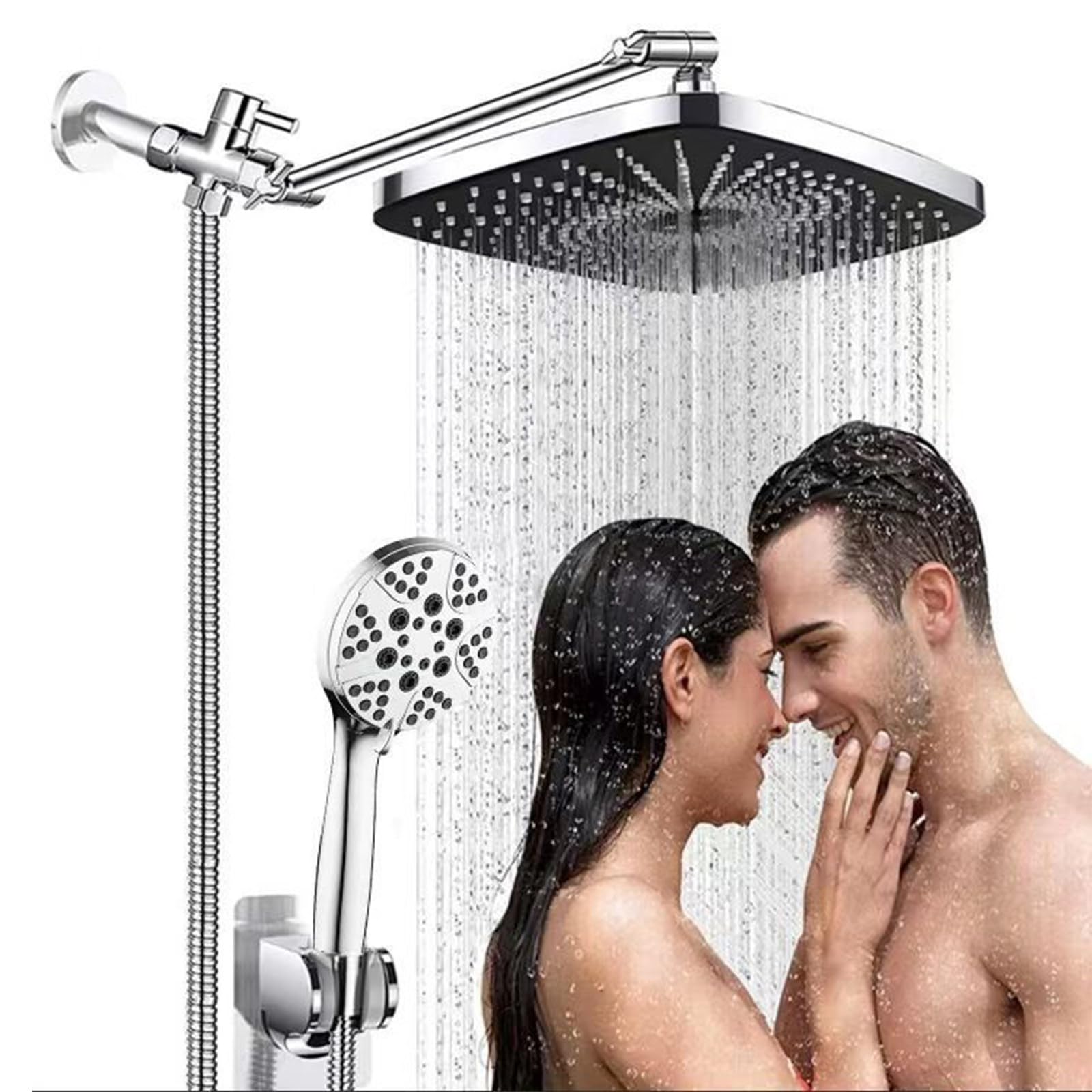 Alcachofa de Ducha con Manguera, Función 6+2 Cabezal de Ducha con Varilla de Extensión la Pared con Alcachofa Ducha Acero Inoxidable Rociador para Ducha 30cm Rociador de Ducha Cielo Estrellado