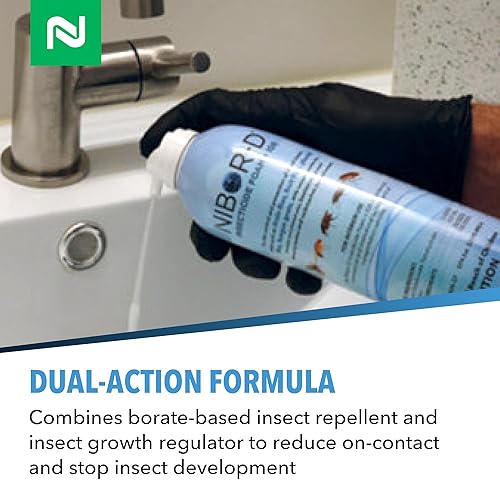 Miniatura 9 de Nibor-D - Espuma insecticida con IGR, lista para usar para control de moscas y cucarachas, aplicación de 360 grados, incluye manguera de 17 pulgadas