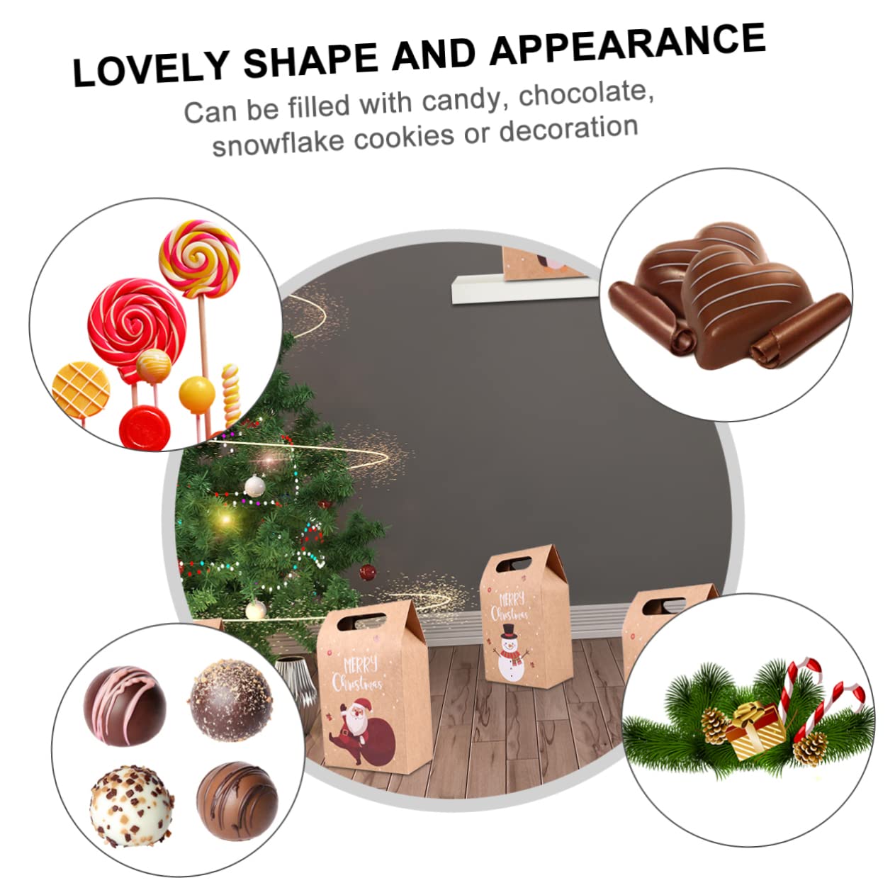 SEWOART 24piezas Bolsas Kraft Resistente y Para Envolver Para Fiestas Navideñas